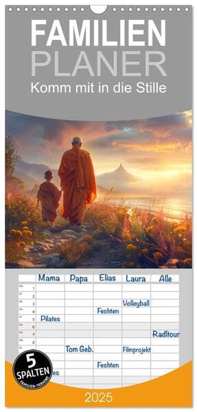 Familienplaner 2025 - Komm mit in die Stille mit 5 Spalten (Wandkalender, 21 x 45 cm) CALVENDO