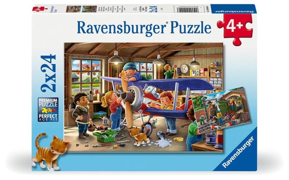 Kinderpuzzle 2x24 Teile - Eisenbahn- und Flugzeugservice