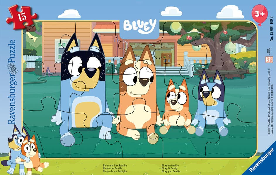 Kinderpuzzle 15 Teile - Bluey und ihre Familie