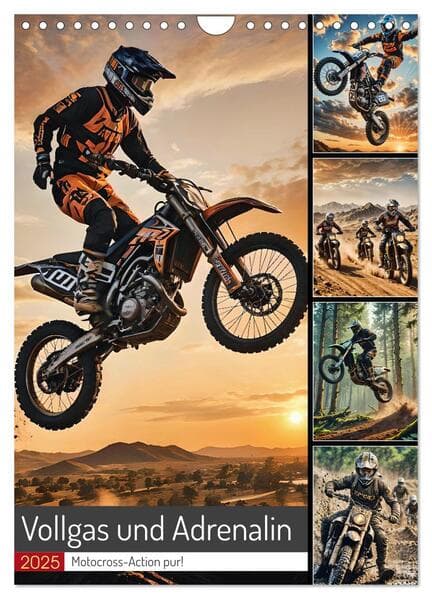 Vollgas und Adrenalin - Motocross-Action pur! (Wandkalender 2025 DIN A4 hoch), CALVENDO Monatskalender