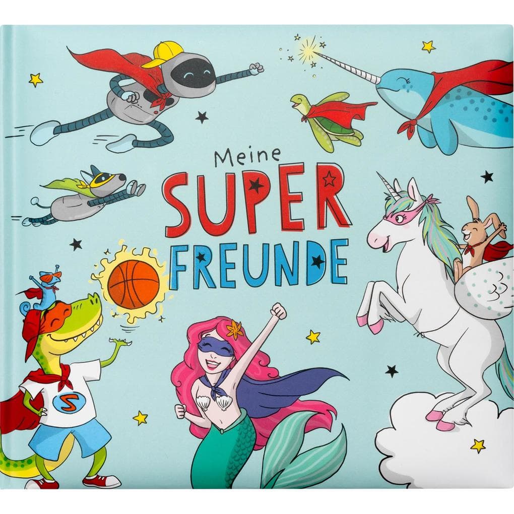 Freundebuch Motiv Blau "Meine Super Freunde"