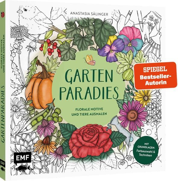 Gartenparadies - Florale Motive und Tiere ausmalen
