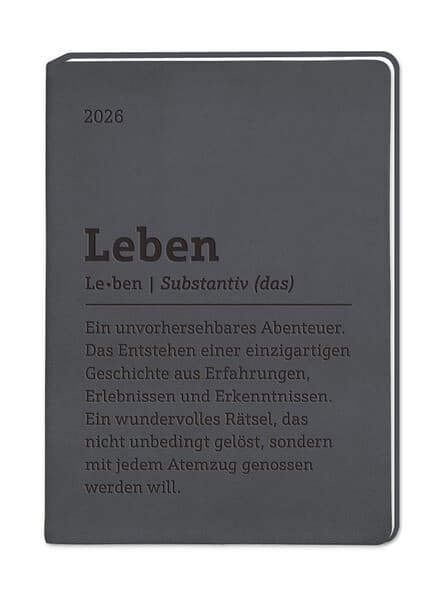 Terminplaner Lederlook 2026 Schwarz