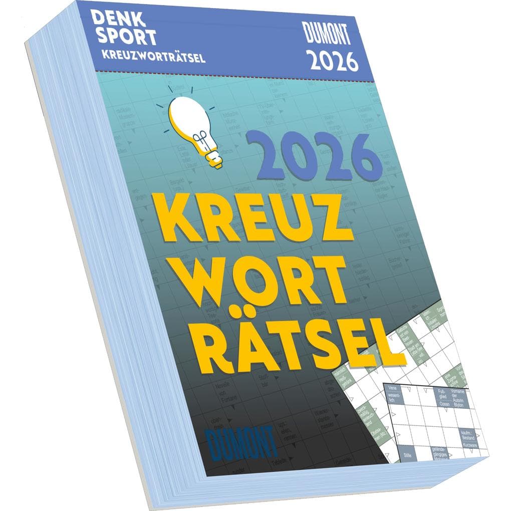 DUMONT - Kreuzworträtsel 2026 Tagesabreißkalender, 11,8x15,9cm, Rate-Kalender mit Schwedenrätseln zum Entspannen, mit Aufsteller und perforierten Seiten