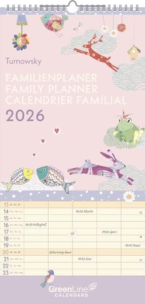 GreenLine Turnowsky 2026 Familienplaner -Wandkalender - Familien-Kalender - 22x45