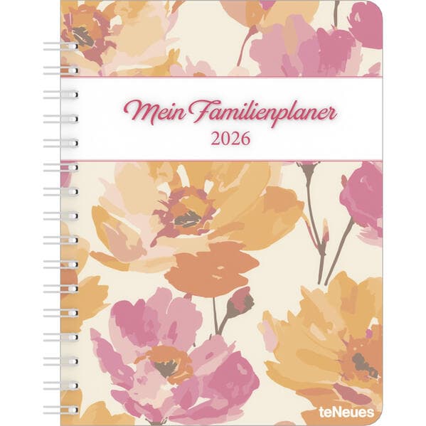 Familienplaner-Buch Bright Flowers 2026 - Diary - Buchkalender - Taschenkalender - 17,5x23,1
