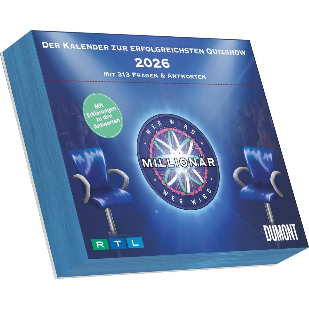 Wer wird Millionär 2026 Tagesabreißkalender - 14.5x11,8 - Rätselkalender - Knobelkalender - Tischkalender