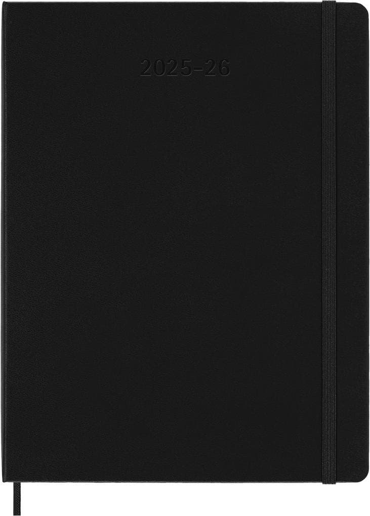 Moleskine 18 Monate Wochen Notizkalender 2025/2026, XL, 1 Wo = 1 Seite, Rechts linierte Seite, Fester Einband, Schwarz