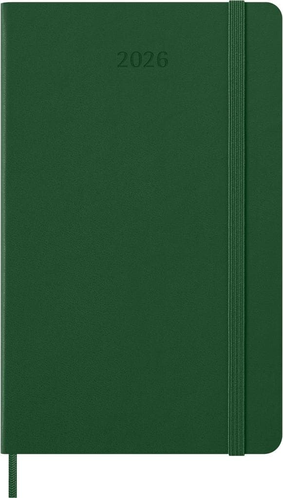 Moleskine 12 Monate Wochen Notizkalender 2026, Large/A5, 1 Wo = 1 Seite, rechts linierte Seite, Fester Einband, Myrtengrün
