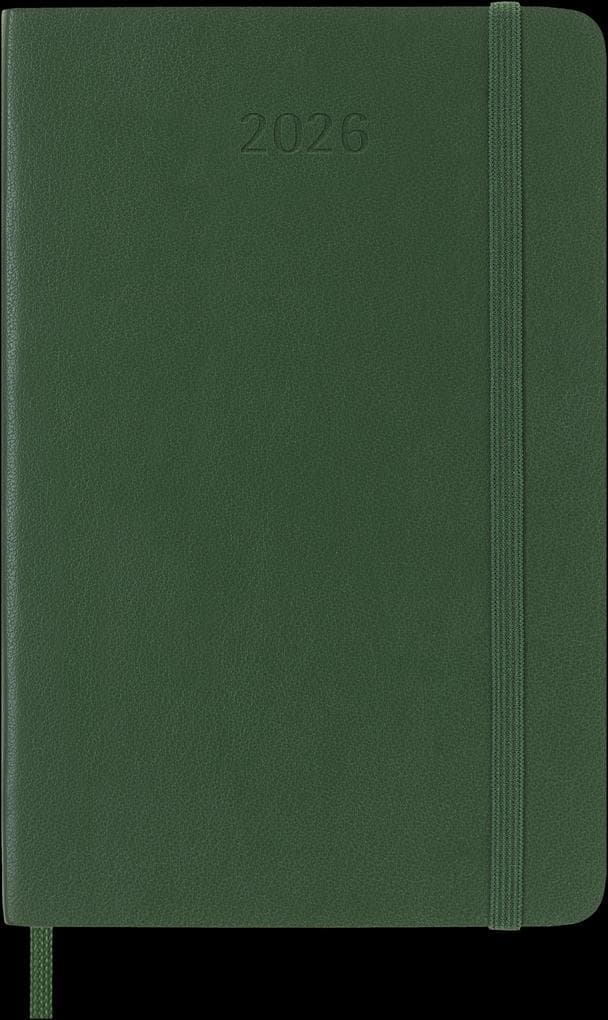 Moleskine 12 Monate Wochen Notizkalender 2026, Pocket/A6, 1 Wo = 1 Seite, rechts linierte Seite, Weicher Einband, Myrtengrün