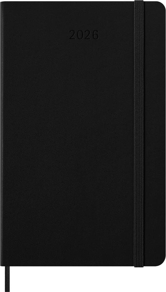Moleskine 12 Monate Wochenkalender 2026, Large/A5, 1 Wo = 2 Seiten, vertikal, fester Einband, Schwarz