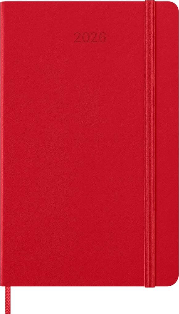Moleskine 12 Monate Tageskalender 2026, Large/A5, 1 Tag = 1 Seite, Fester Einband, Scharlachrot
