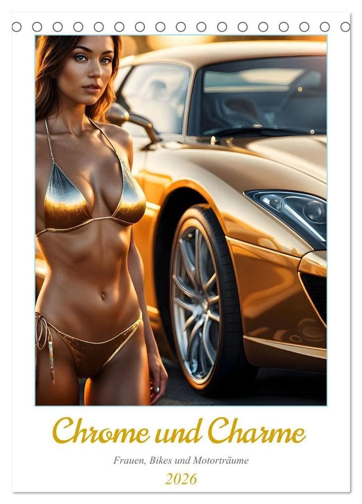 Chrome und Charme - Frauen, Bikes und Motorträume (Tischkalender 2026 DIN A5 hoch), CALVENDO Monatskalender