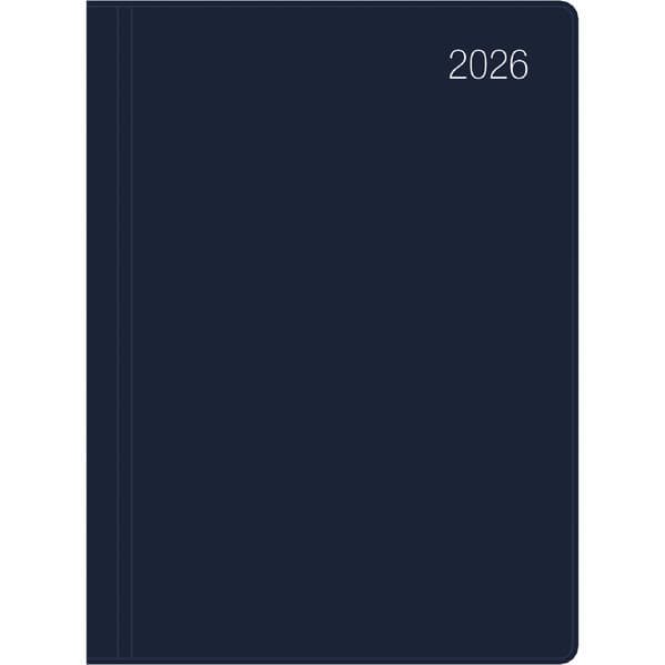 Taschenkalender blau 2026 - Bürokalender 10,2x14,2 - 1 Woche auf 2 Seiten - flexibler Kunststoffeinband - Notizheft - Wochenkalender - 640-1015