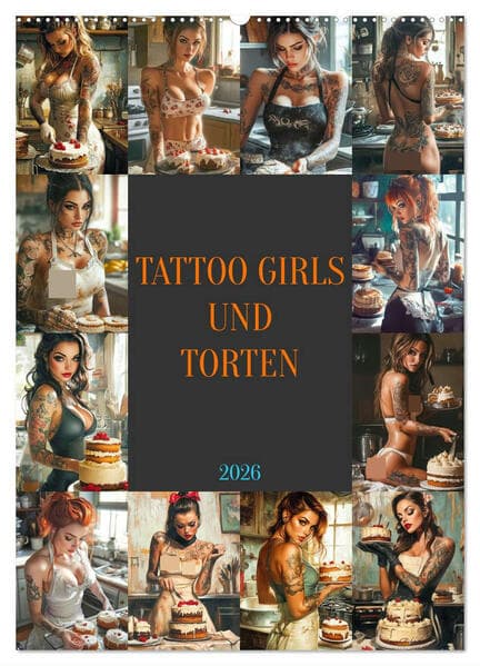 Tattoo Girls und Torten (Wandkalender 2026 DIN A2 hoch), CALVENDO Monatskalender