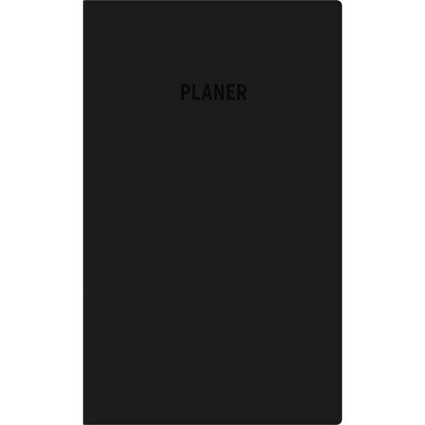 Taschenplaner schwarz 2026 - Bürokalender 9,5x16 cm - 32 Seiten - 1 Monat auf 2 Seiten - separates Adressheft - faltbar - Notizheft - 520-1020