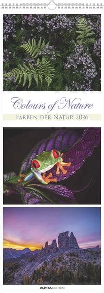 Colours of Nature - Triplets 2026 - Streifenkalender XXL 25x69 cm - Bildkalender im Hochformat - Naturkalender - Wandkalender - Wandplaner