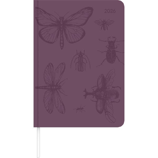 Lady Journal Grande Deluxe Purple 2025 - Taschen-Kalender A5 (15x21 cm) - Tucson Einband - mit Motivprägung - Weekly - 128 Seiten - Alpha Edition