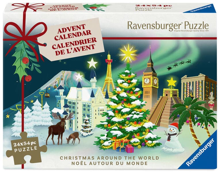 Ravensburger Puzzle-Adventskalender 12004246 - 24 Weihnachts-Puzzles mit je 54 Teilen