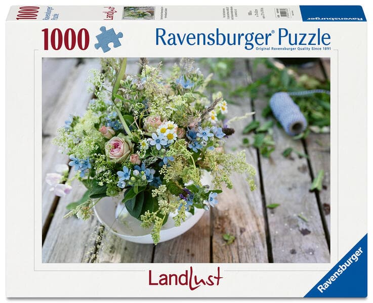 Erwachsenenpuzzle 1000 Teile - Sommerlicher Wiesenstrauß mit Himmelblauem Südstern
