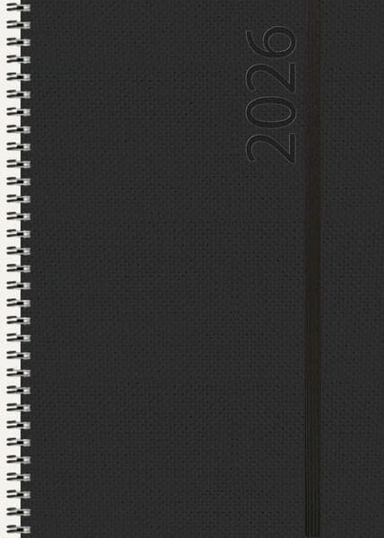 Buchkalender Wochentimer Spirale schwarz 2026