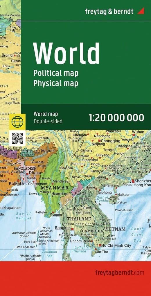 freytag & berndt Straßenkarte World map, political - physical 1:20 Mio.