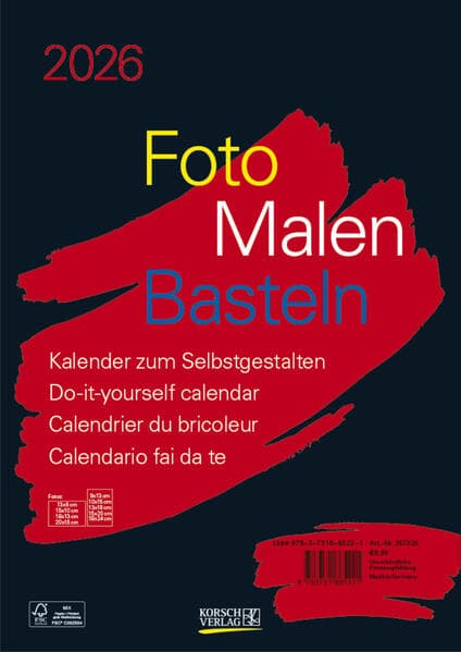 Foto-Malen-Basteln Bastelkalender A4 schwarz 2026