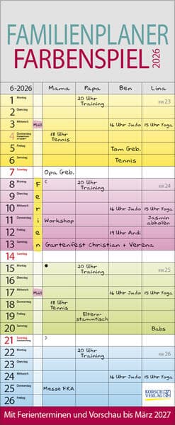Familienplaner Farbenspiel 2026