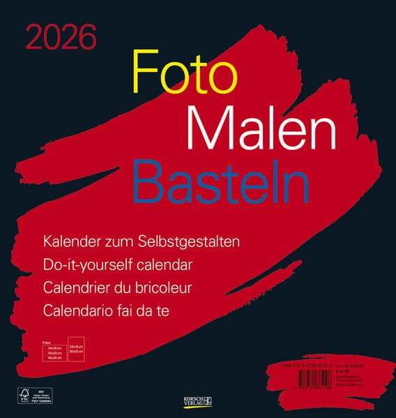 Foto-Malen-Basteln Bastelkalender schwarz groß 2026