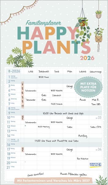 Familienplaner Happy Plants 2026
