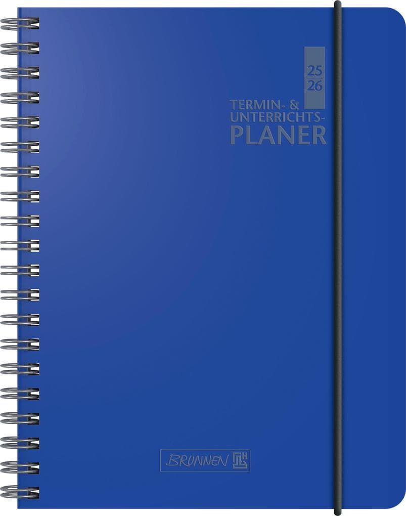 BRUNNEN Termin- & Unterrichtsplaner (2025/2026), 2 Seiten = 1 Woche, A5, 224 Seiten, Kunststoff-Einband Baladek, blau