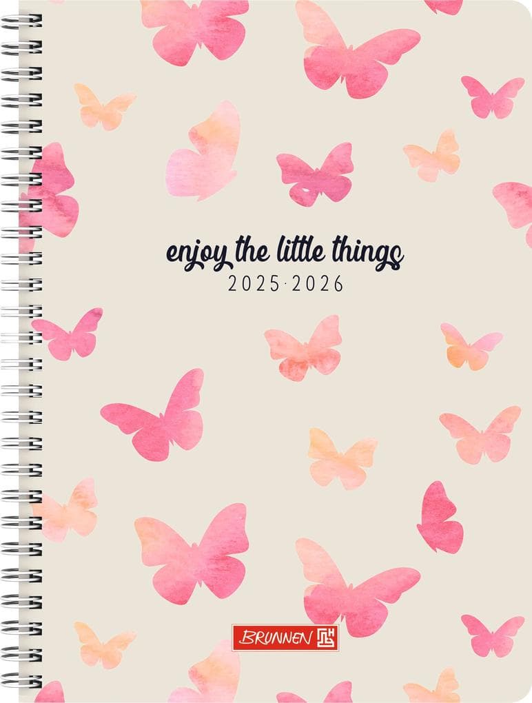 BRUNNEN Schülerkalender Style (2025/2026) "Butterfly", 2 Seiten = 1 Woche, A5, 160 Seiten, PP-Umschlag