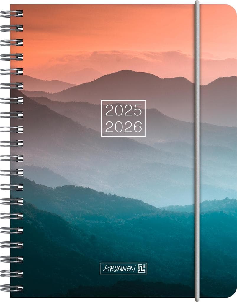 BRUNNEN Schülerkalender (2025/2026) "Misty Sunset", 2 Seiten = 1 Woche, A6, 208 Seiten, PP-Umschlag, mehrfarbig