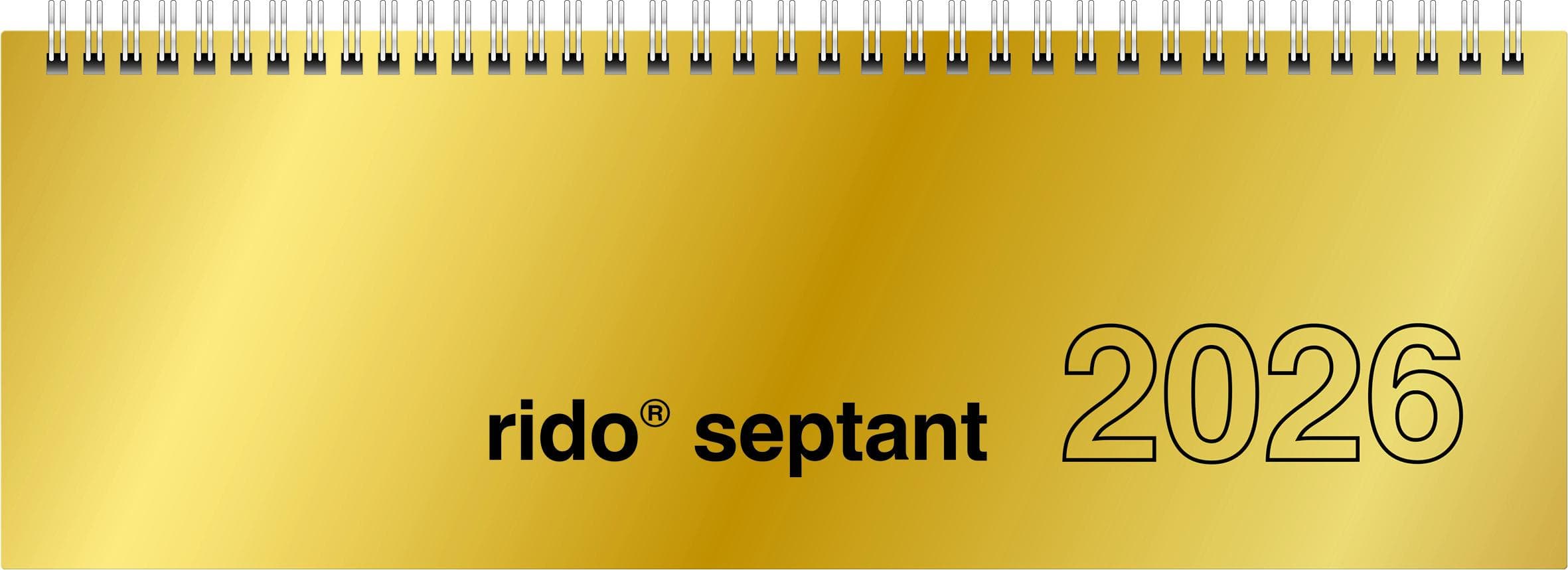 rido/idé 7036121916 | Querterminbuch Mod. septant 2026 | 305×105 mm, Karton, goldfarben