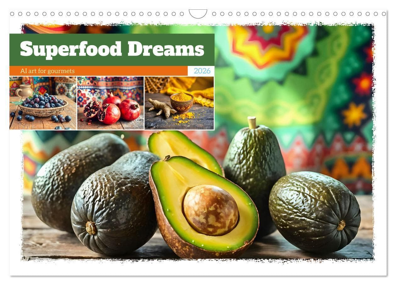 Superfood Dreams - AI art for gourmets (Wall Calendar 2026 DIN A3 landscape), CALVENDO 12 Month Wall Calendar