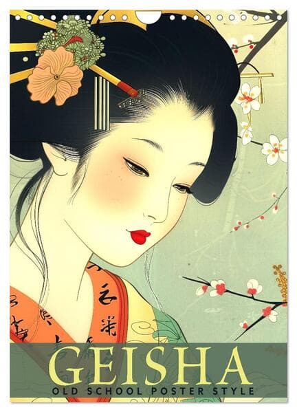 Geisha - Old School Poster Style (Wandkalender 2026 DIN A4 hoch), CALVENDO Monatskalender