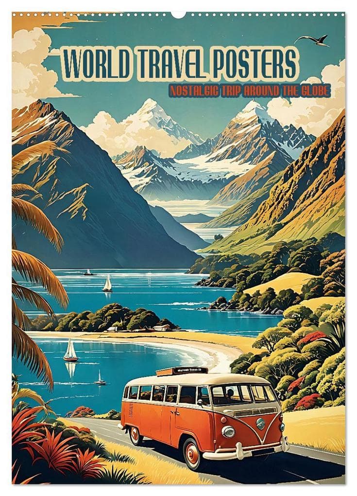 World Travel Posters - Nostalgic Trip Around the Globe (Wall Calendar 2026 DIN A2 portrait), CALVENDO 12 Month Wall Calendar