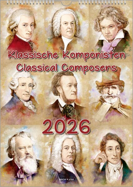 Komponisten-Kalender, ein Musik-Kalender 2026, DIN A3