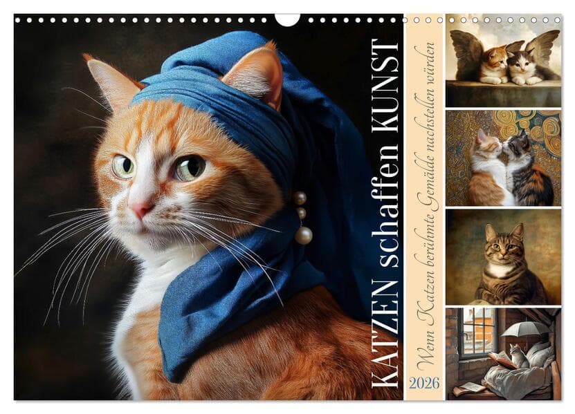 Katzen schaffen Kunst (Wandkalender 2026 DIN A3 quer), CALVENDO Monatskalender