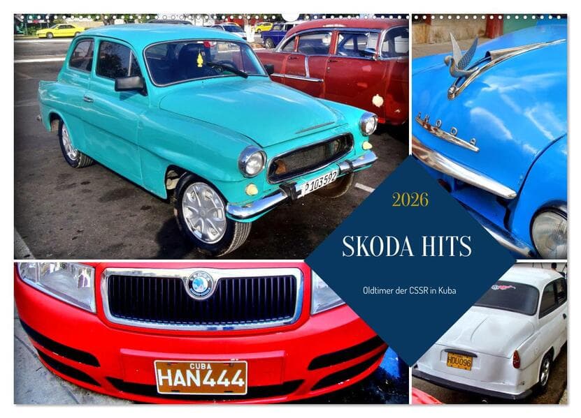SKODA HITS - Oldtimer der CSSR in Kuba (Wandkalender 2026 DIN A2 quer), CALVENDO Monatskalender