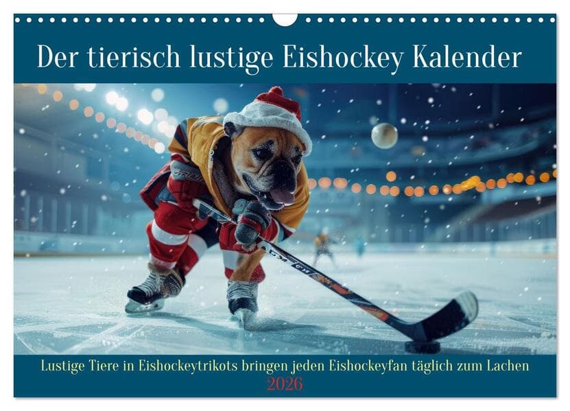 Der tierisch lustige Eishockey Kalender (Wandkalender 2026 DIN A3 quer), CALVENDO Monatskalender