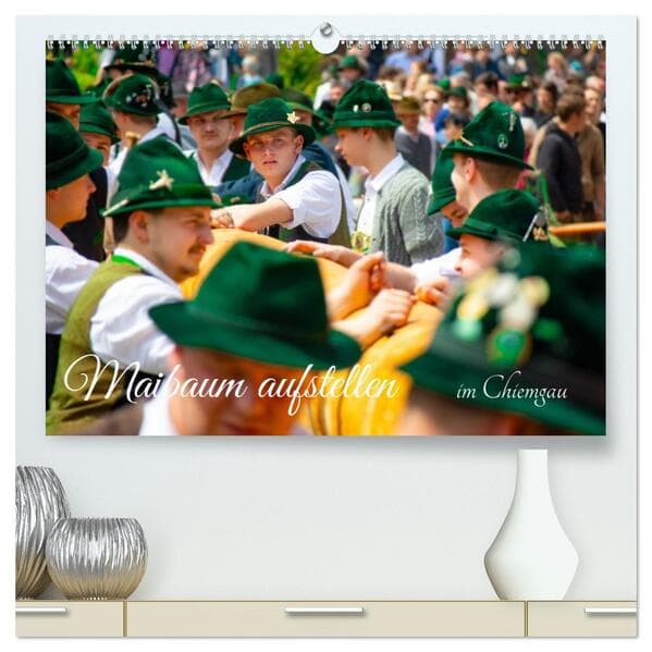 Maibaum aufstellen (hochwertiger Premium Wandkalender 2026 DIN A2 quer), Kunstdruck in Hochglanz