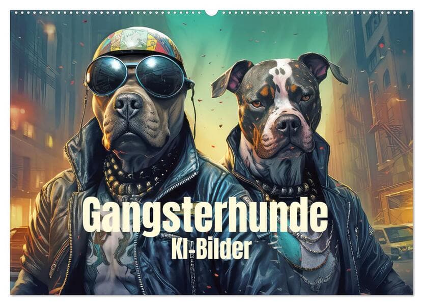 Gangsterhunde - KI-Bilder (Wandkalender 2026 DIN A2 quer), CALVENDO Monatskalender