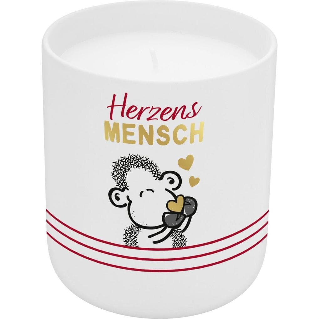 Kerze in Porzellanbecher "Herzensmensch", mit Golddruck