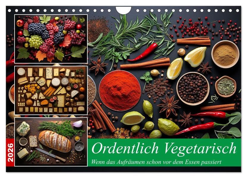 Ordentlich Vegetarisch (Wandkalender 2026 DIN A4 quer), CALVENDO Monatskalender