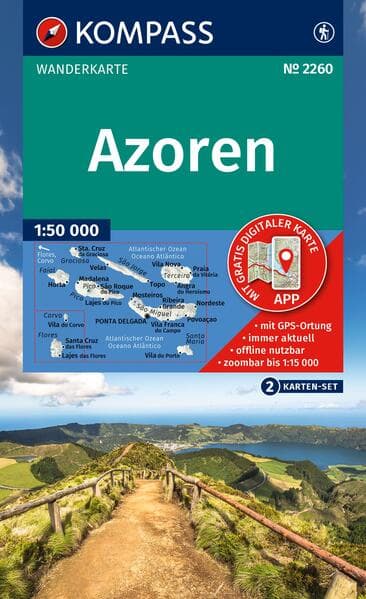 KOMPASS Wanderkarten-Set 2260 Azoren (2 Karten) 1:50.000