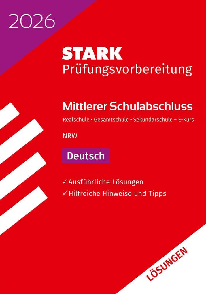 STARK Lösungen zu Deutsch E-Kurs - Mittlerer Schulabschluss (MSA) 2026 NRW - Prüfungsvorbereitung