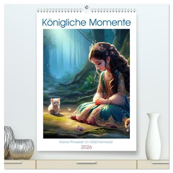 Königliche Momente - Kleine Prinzessin im Märchenwald (hochwertiger Premium Wandkalender 2026 DIN A2 hoch), Kunstdruck in Hochglanz