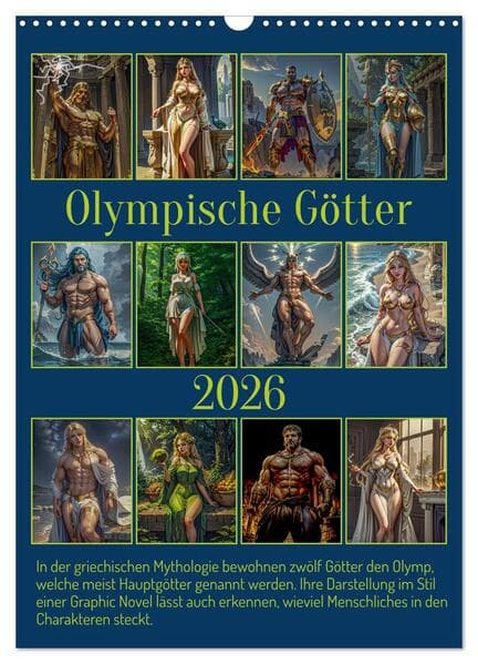 Olympische Götter (Wandkalender 2026 DIN A3 hoch), CALVENDO Monatskalender