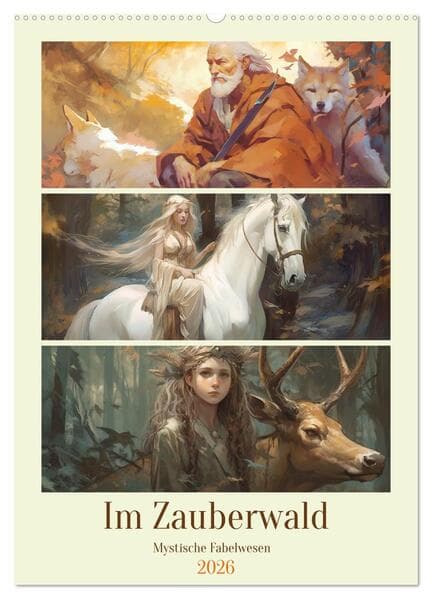 Im Zauberwald. Mystische Fabelwesen (Wandkalender 2026 DIN A2 hoch), CALVENDO Monatskalender